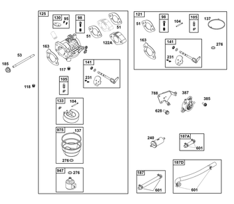 Carburetor And Fuel Supply Group Diagram and Parts List for 356777-0153-B5 200000 - 399999 Briggs and Stratton Engine